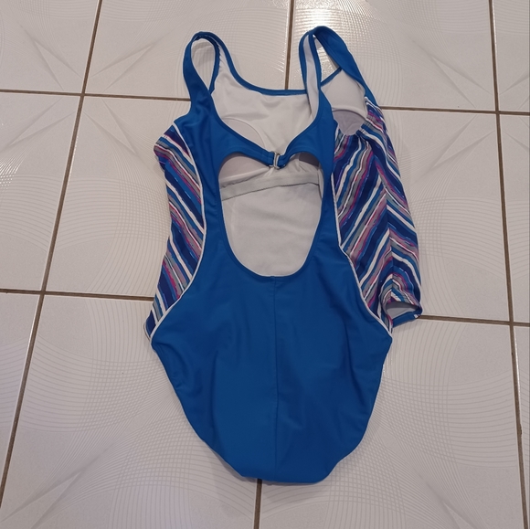 4/$40 Blue Striped Swimsuit (1 Piece) - Size 14 - Picture 6 of 9